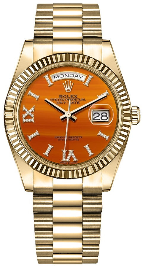 Rolex Day-Date 36 President Bracelet Carnelian Dial Unisex Watch 128238-0088